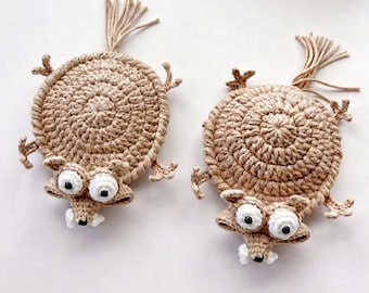 Funny Crochet Animal Coasters | Funny Animal Mug Rug | Handmade Amigurumi  | Gift for Animal Lovers(PDF Pattern)