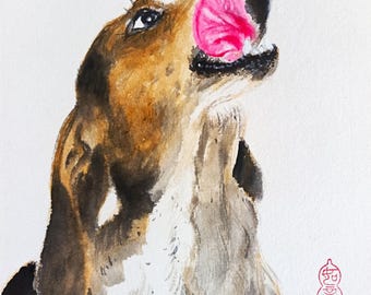 Custom Beagle Portrait Digital Download, Watercolor Ink Pet Painting, Memorial Gift for Dog Lovers, Personalized Pet Art, Beagle Keepsake