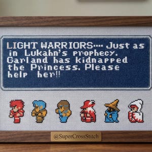 Final Fantasy Cross Stitch Pattern - 8-Bit NES Light Warriors Pixel Art Retro RPG