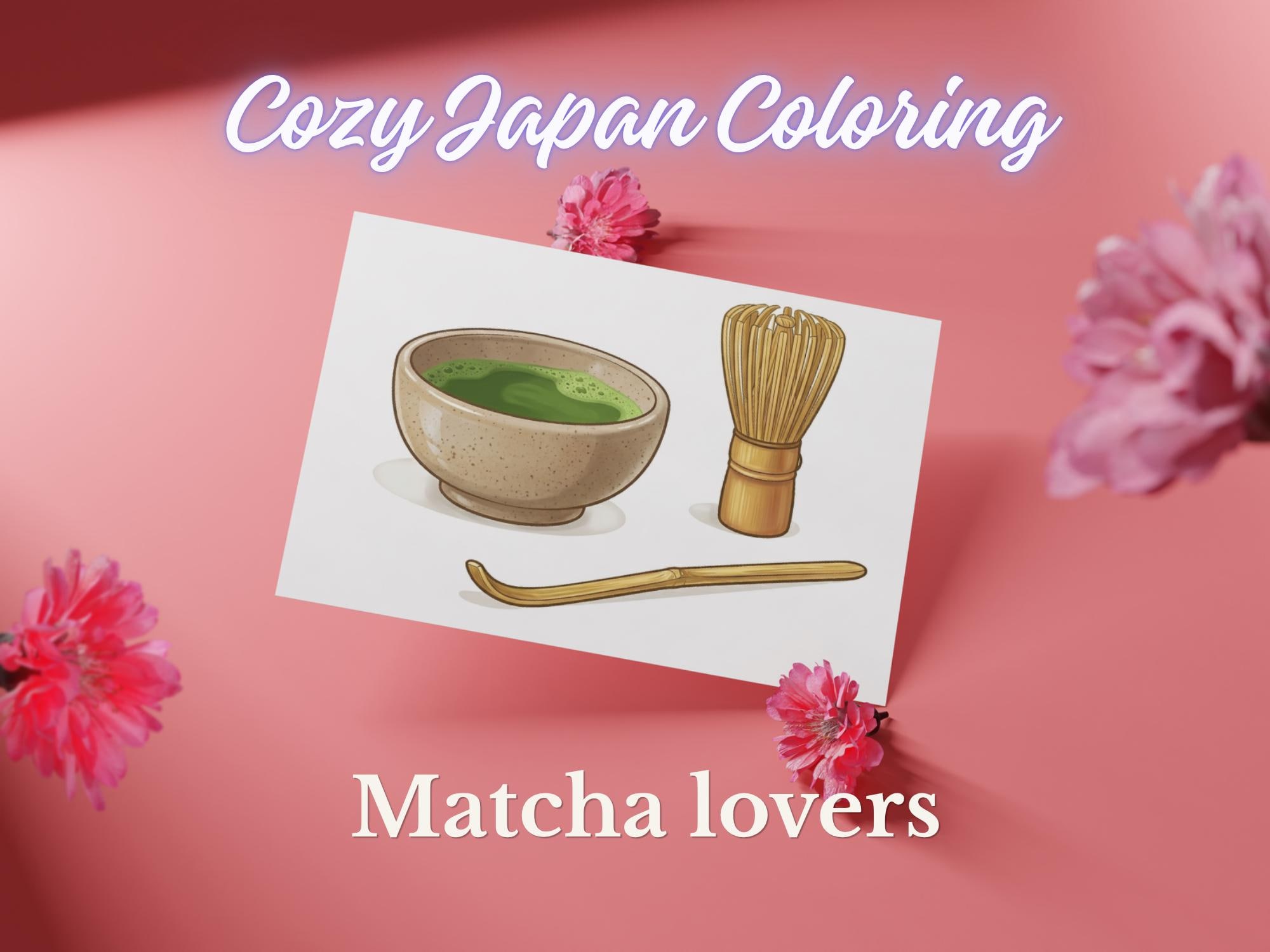 Matcha Color Pages Matcha Coloring Pages, Wagashi Coloring Book, Cozy Japan Coloring, Bold ...