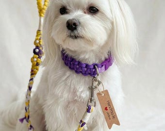 Spersonalizowany zestaw smyczy i obroży dla psa z paracordu, dopasowane akcesoria dla zwierząt, lekki, ręcznie robiony