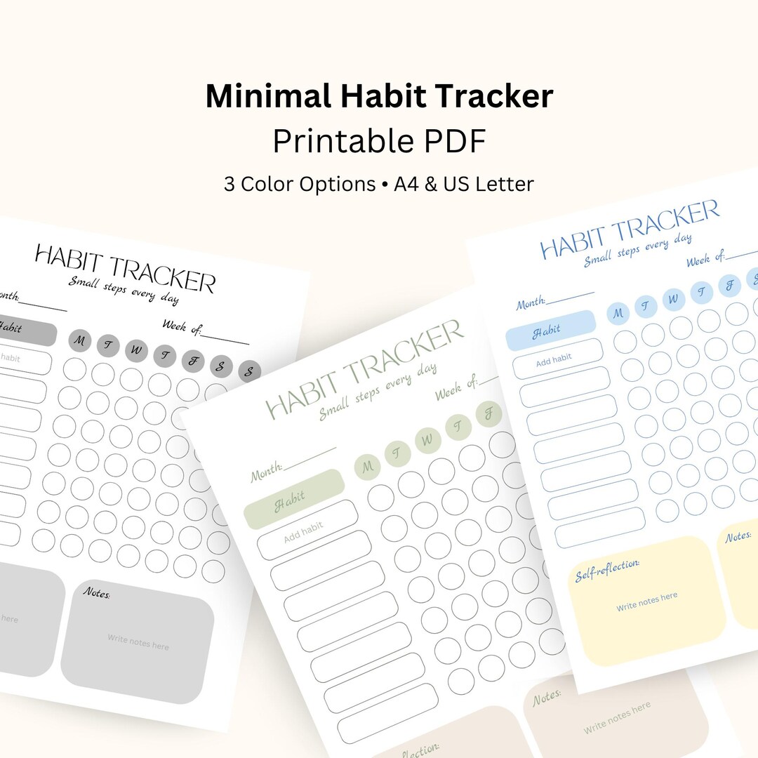 Minimal Habit Tracker Printable | A4 & US Letter PDF | Daily Habit ...