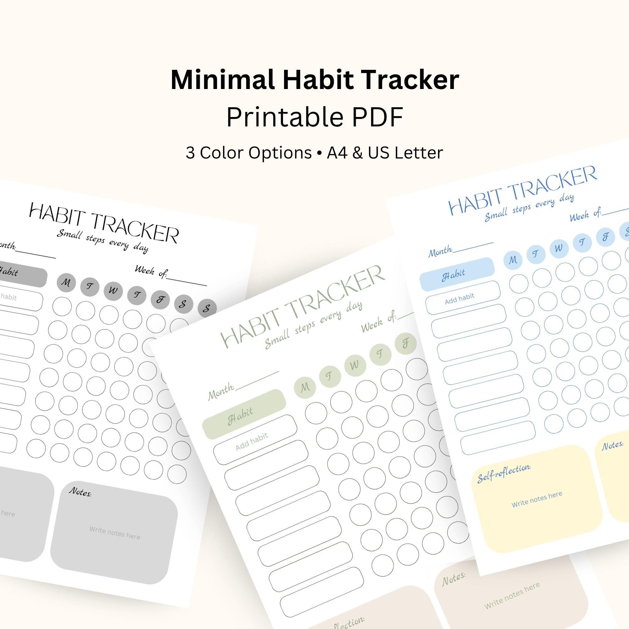 Minimal Habit Tracker Printable | A4 & US Letter PDF | Daily Habit ...