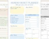 Sunday Reset Planner Printable PDF | Weekly Reset Routine Planner, Self Care & Brain Dump, Minimal Planner, Instant Download