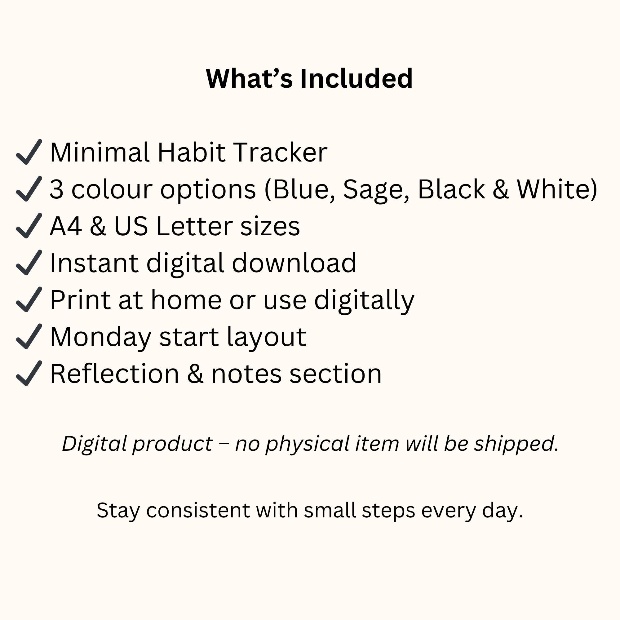Minimal Habit Tracker Printable | A4 & US Letter PDF | Daily Habit ...