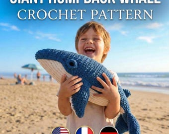 Humpback Whale Crochet Pattern PDF, Amigurumi Whale Pattern, Realistic Ocean Animal, Two-Colour Sew-Together, Instant Download