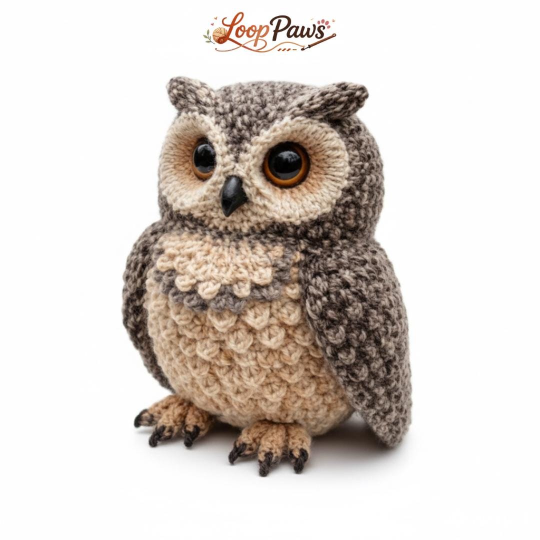 Realistic Crochet Owl Plush | Amigurumi Woodland Nursery Decor Stuffed Animal