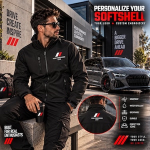 Motorsport-Rennwagen-Mechaniker-Werkstattjacke, individuell bestickte, personalisierte Streetwear, Oberbekleidung mit Auto-Logo, Unisex-Geschenk für Audi-Fans