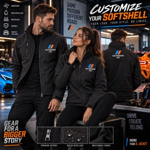 Motorsport Softshelljacka / Personlig broderad julklapp till födelsedag, Racing Car Enthusiast-jacka, Personlig unisex streetwear V5 för bilar