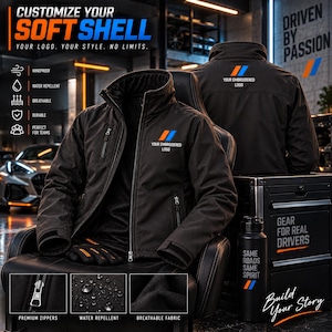 Motorsport Softshelljacka / Personlig broderad julklapp för födelsedag, Racing Car Enthusiast-jacka, Personlig unisex auto streetwear A1