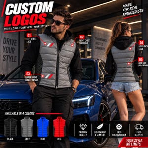 Personalisierte ärmellose Autojacke / Motorsport-Weihnachts- und Geburtstagsgeschenk für Audi-Fans / Weste mit individuellem Grafikdesign, Rennweste RFW
