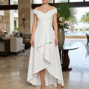 off shoulder split maxi dress Rider Off-Shoulder Front Split Maxi Dress White