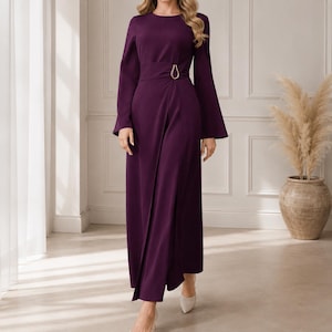 modest purple dress Formal Cape G569 12) (12 Evening Gown Casual Modest Purple
