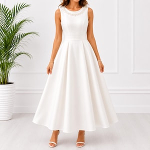 women white church dresses for Black African Fashion Ruffled O Neck Formal E – Mega Mart Center Iron on low heat Diana Couture Church Dress 8850-White,
