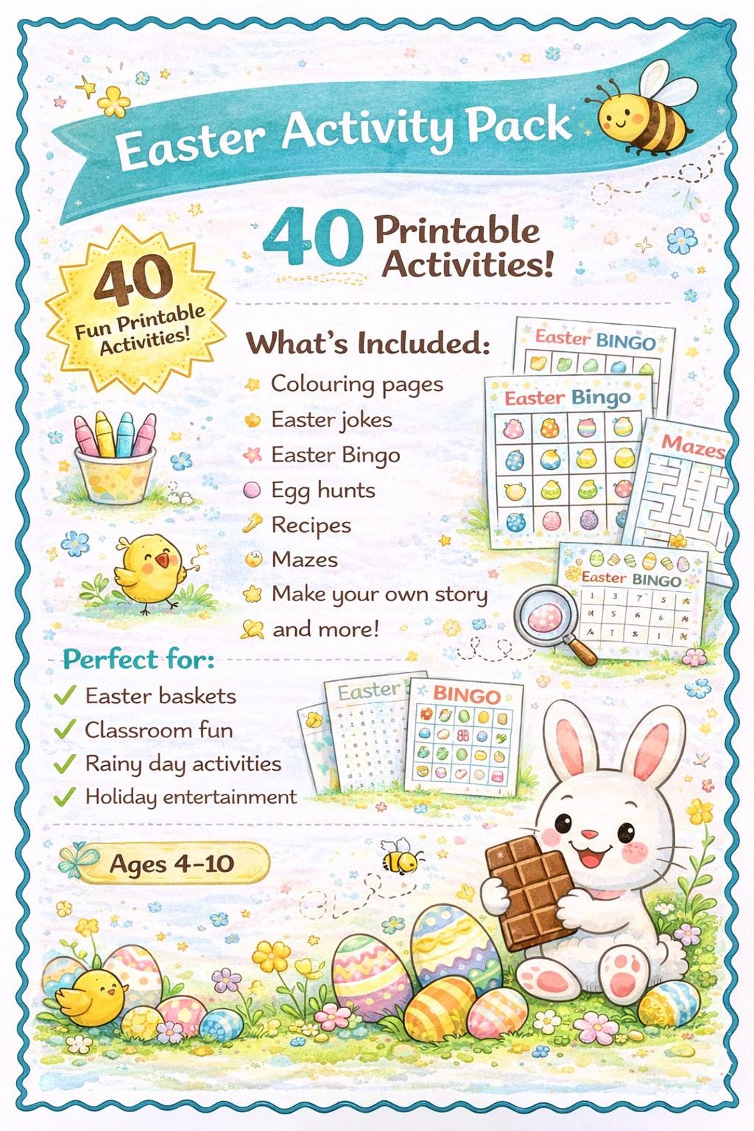 Easter Activity Pack Printable | 40 Easter Activities | Easter Games ...