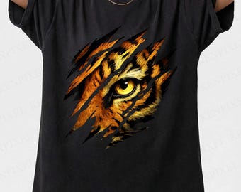 Comfort Colors Tiger Shirt, Tiger Eye Graphic Tee, Claw Mark Animal T-Shirt, Vintage Wash Wildcat Shirt, Edgy Grunge Clothing