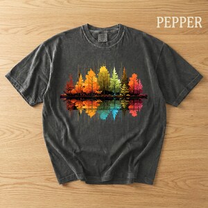 Comfort Colors Fall Tree Shirt, Colorful Nature Landscape T-Shirt, Artistic Forest Reflection Tee, Botanical Shirt, Aesthetic Unisex Gift