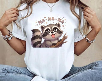 Funny Raccoon Shirt, Cute Singing Raccoon Tee, Kawaii Animal Graphic T-Shirt, Gift for Raccoon Lovers