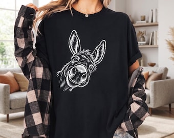 Funny Donkey Comfort Colors Shirt, Cute Farm Animal Graphic Tee, Trendy Oversized Animal T-Shirt, Gift for Donkey Lover
