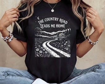 Comfort Colors Country Road Shirt, Vintage Nature Graphic Tee, Mountain Wanderlust T-Shirt, Cabin In Woods Top, Gift for Nature Lover