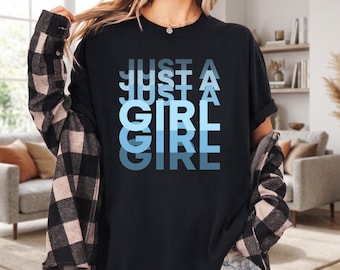 Comfort Colors Just A Girl Shirt, Trendy Retro Graphic Tee, Oversized Y2K T-Shirt, Cute Aesthetic Shirt, Gift for Her