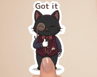 Black Cat Butler Sticker “Got it” – Cute Cat Reaction Sticker, Victorian Cat, Planner Laptop Decal