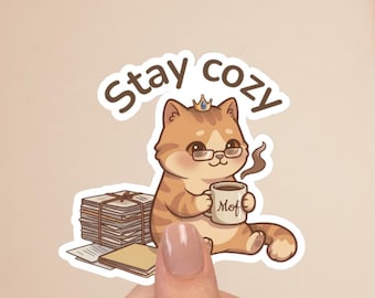 Stay Cozy Cat Sticker | Vinyl Laptop Decal | Cat Lover Gift