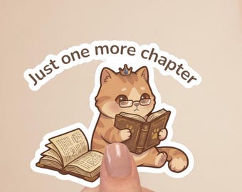 Reading Cat Sticker | Book Lover Laptop Decal | Cozy Reader Gift | Bookish Cat Art