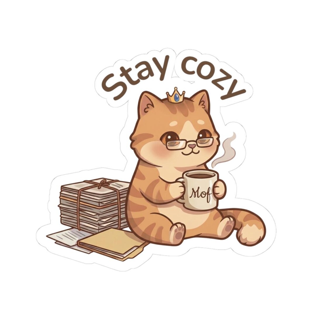 Comfortable Cat Sticker Stay Cozy Cat Sticker | Vinyl Laptop Decal | Cat Lover Gift - Etsy