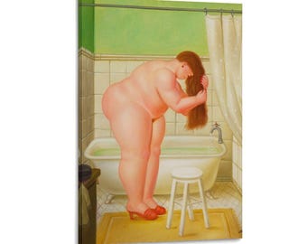 Fernando Botero Woman in Bath Canvas Print – Bathroom Wall Art Poster