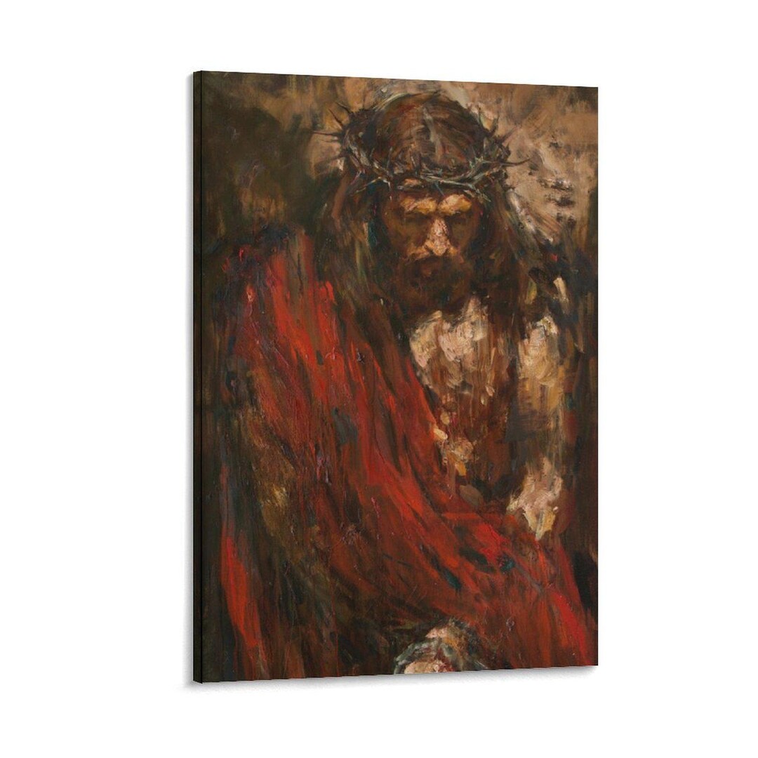 Jesus Christ Crown of Thorns Painting on Canvas Wall Art Poster Print ...