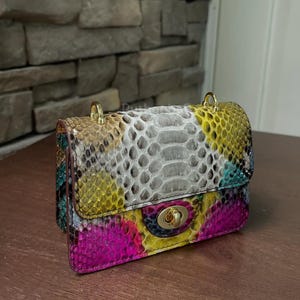 Rainbow Python Sling Bags | Natural Unique Scale from Reticulated Python | Women Handbags, Luxury Purse