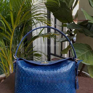 Blue Python Evening Bags | Natural Unique Scale from Reticulated Python | Women Handbags, Luxury Purse