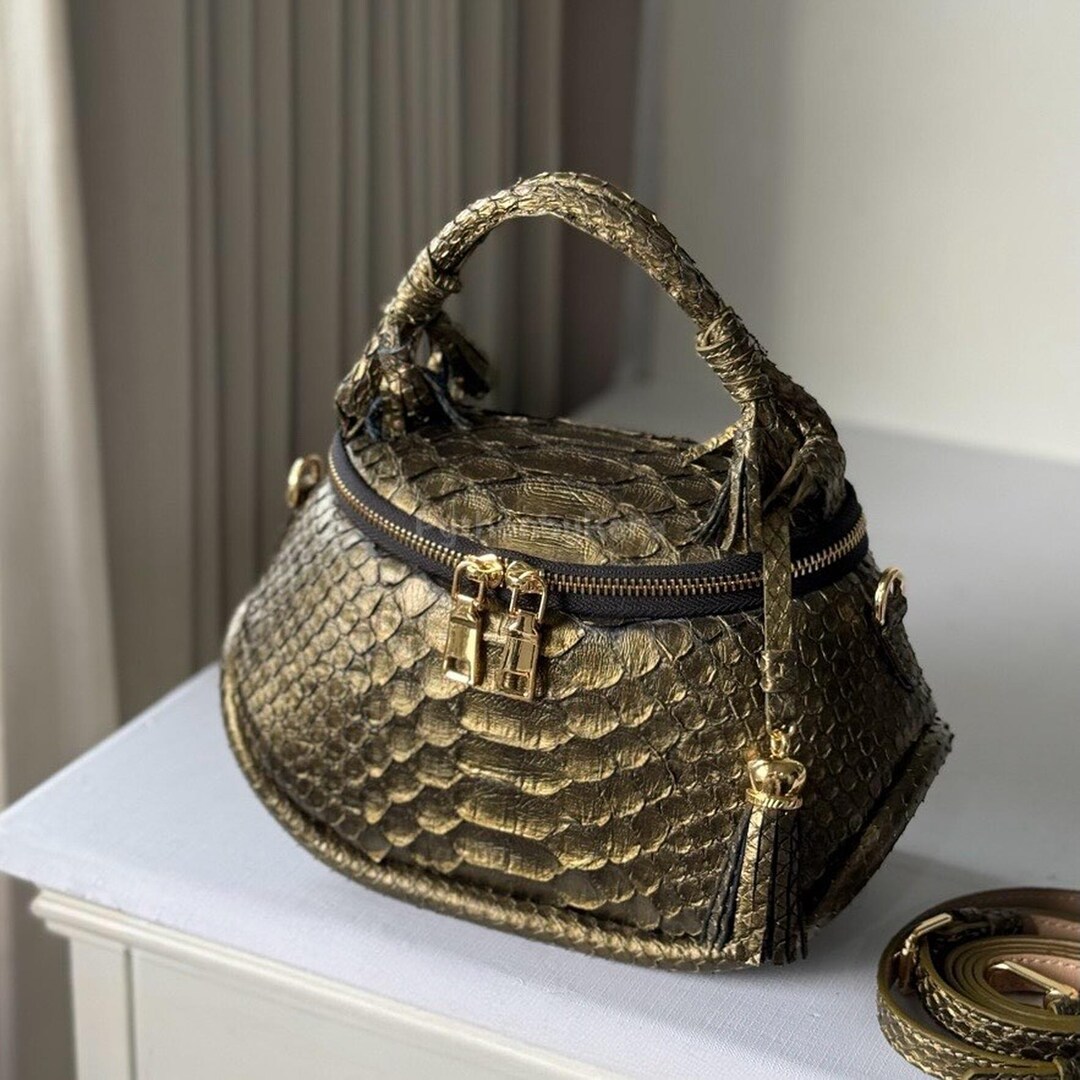 Gold Python Handbags Gold Python Cosmetic Bags | Natural Unique Scale From Reticulated ...