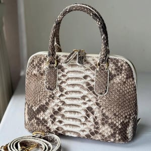 Genuine Python Top Handle Bag | Unique Scale Leather Women's Purse