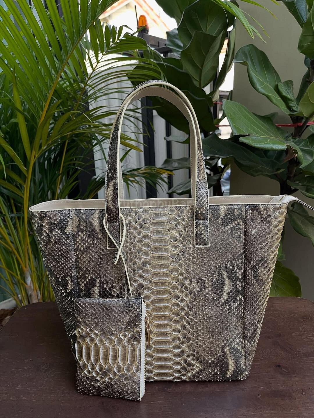 Grey Python Tote Bags | Natural Unique Scale From Reticulated Python ...