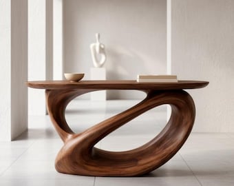 Custom Live Edge Solid Wood Console Table, Sculptural Wooden Entryway Table, Rustic Farmhouse Hall Table, Natural Edge Sofa Table