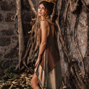 Boho dress, Raw silk dress, Fringed tunic dress, Ibiza style dress, Split side dress, Summer dress, Boho fringed dress,  IDUNN Hazel