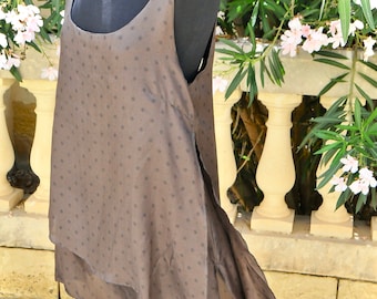 NEW! Boho dress, Fine silk dress, Silk tunic dress, Ibiza style dress, Split side dress, Summer dress,  IDUNN fine silk Grey Green