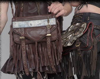 Leather handbag, leather hip bag leather boho bag, leather purse, Leather hassle bag, brown leather hassle bag