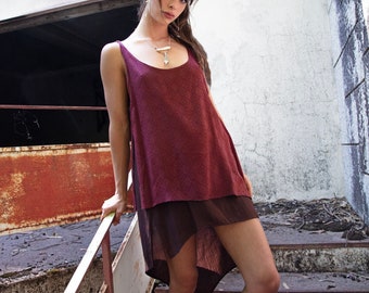 Vegan Silk Boho Dress: Asymmetrical Tribal Goddess Dress