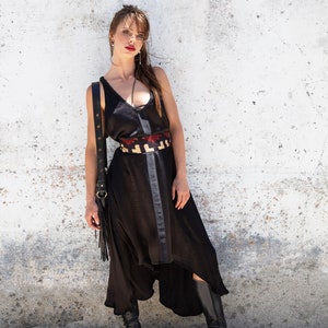 SARASWATI Boho Kleid, ORANGE Peel Bio-Boho Kleid, Vegan Seiden Kleid, RAVENE