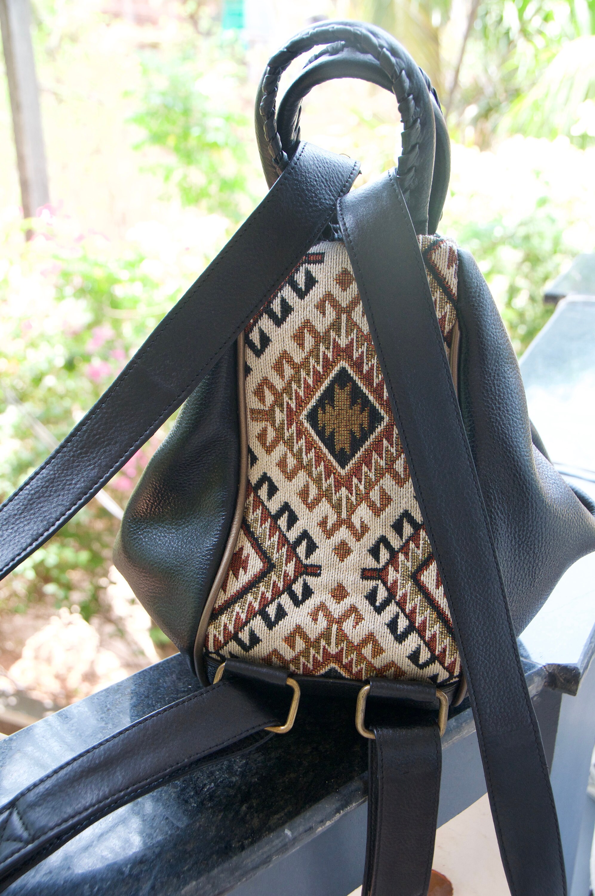 Vintage Boho Waxed Brown Leather Backpack Convertible Strap Rucksack Knapsack Limited Handmade Waxed Canvas Backpack | 50 L | Leather  main image 3