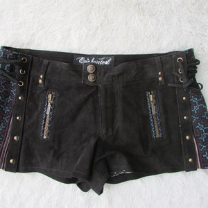 Suede shorts steampunk Burning man shorts tribal shorts biker pixie style image 5