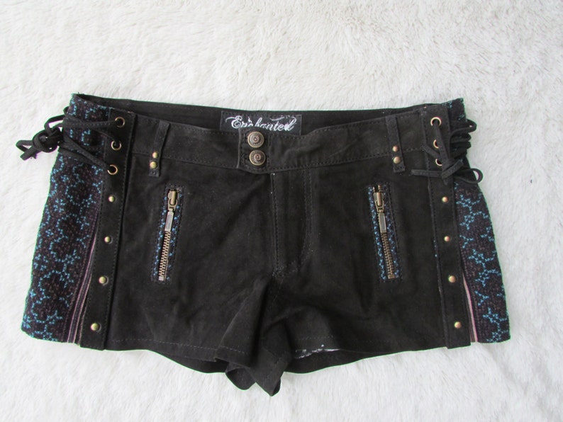 Suede shorts steampunk Burning man shorts tribal shorts biker pixie style image 5