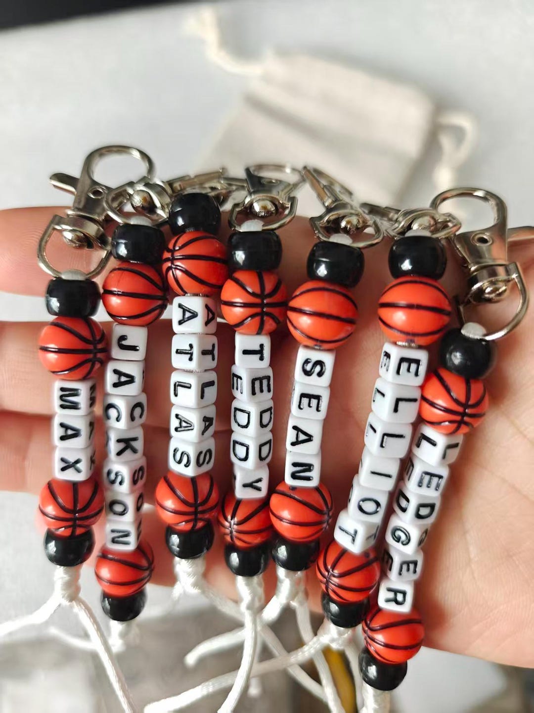 Personalized Basketball Name Keychain, Custom Beaded Sports Accessory ...