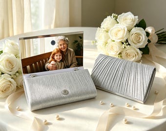 Personalized Photo Clutch for Grandma | Custom Wedding Photo Purse, Sentimental Grandmother Gift from Bride, Keepsake Memory Evening Bag