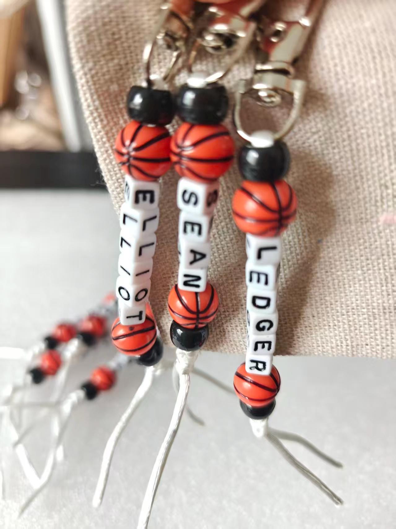 Personalized Basketball Name Keychain, Custom Beaded Sports Accessory ...