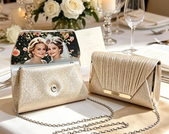 Personalized Mother of the Bride Clutch |Custom Photo Inside Purse  Evening Bag, Wedding Gift for Mom Daughter, Bridal Party Keepsake bag