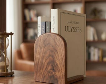 Houten boekensteunen set, minimalistische boekenhouder voor boekenplank, bureauorganisator, minimalistisch interieur, uniek lezerscadeau, cadeau voor boekenliefhebber